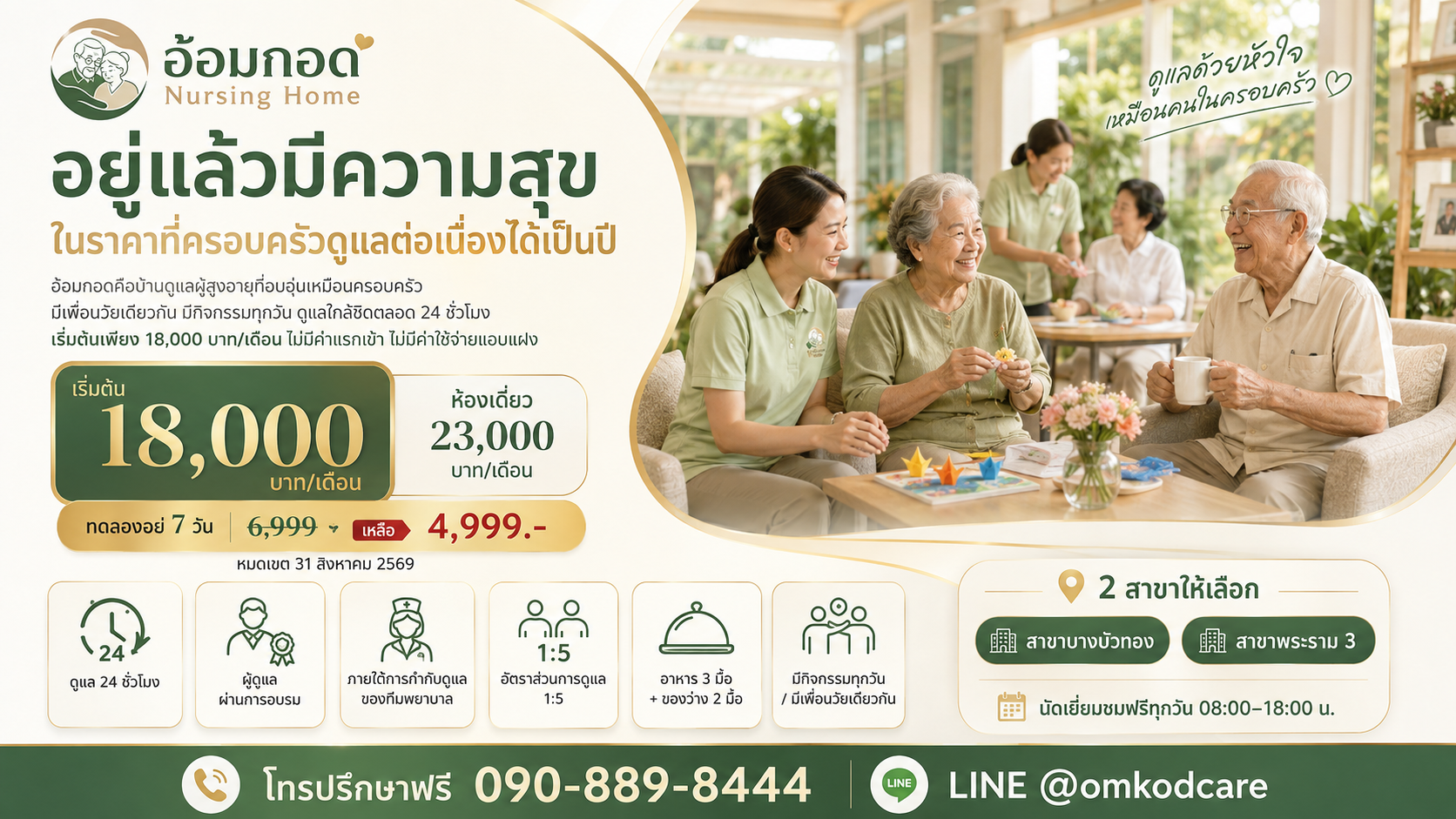 อยู่แล้วมีความสุข ในราคาที่ครอบครัว ดูแลต่อเนื่องได้เป็นปี